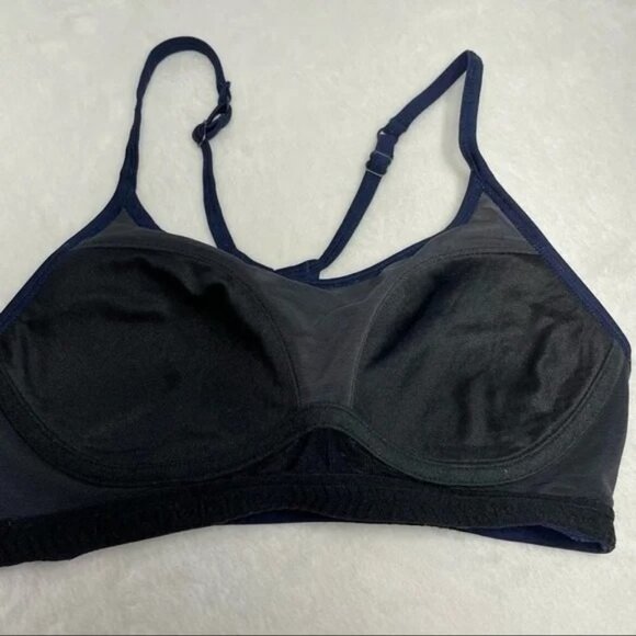 New Balance x J. Crew Navy Blue White Striped Sports Bra Sz Small 32AB-34A 0683 - Picture 5 of 8